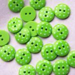 20 Lime Green Spotty Buttons. Small- 15mm
