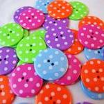 5 Big Spotty Buttons- In 5 Individual Colours..