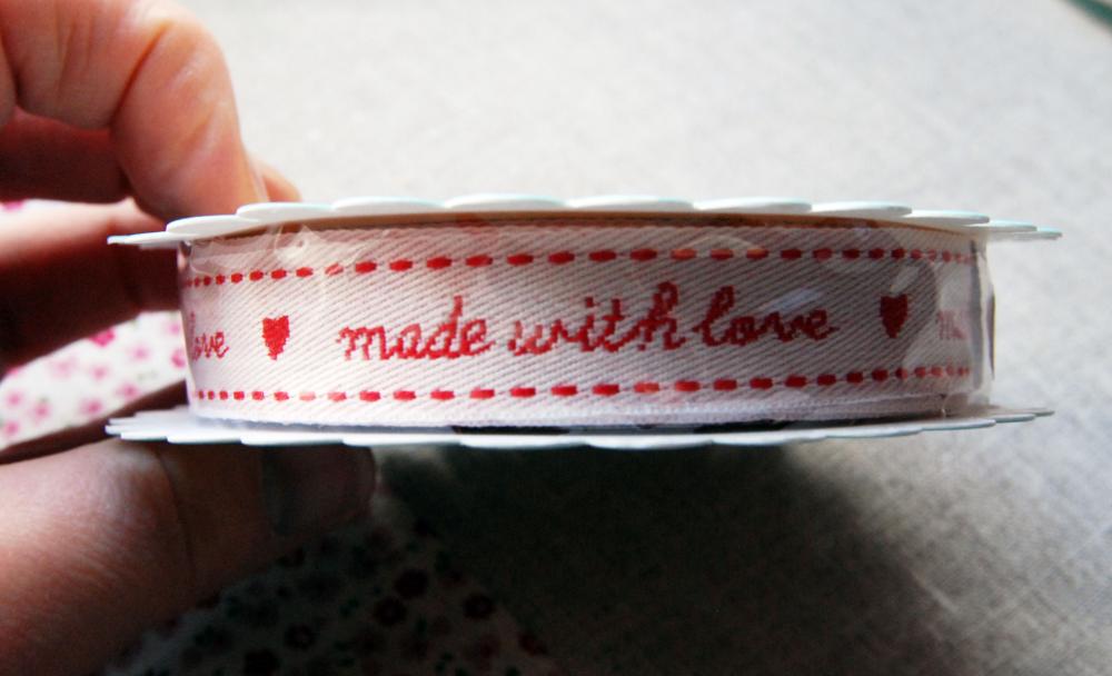 One Reel X 3mtrs Of 'made With Love' Ribbon/sewing Tape.
